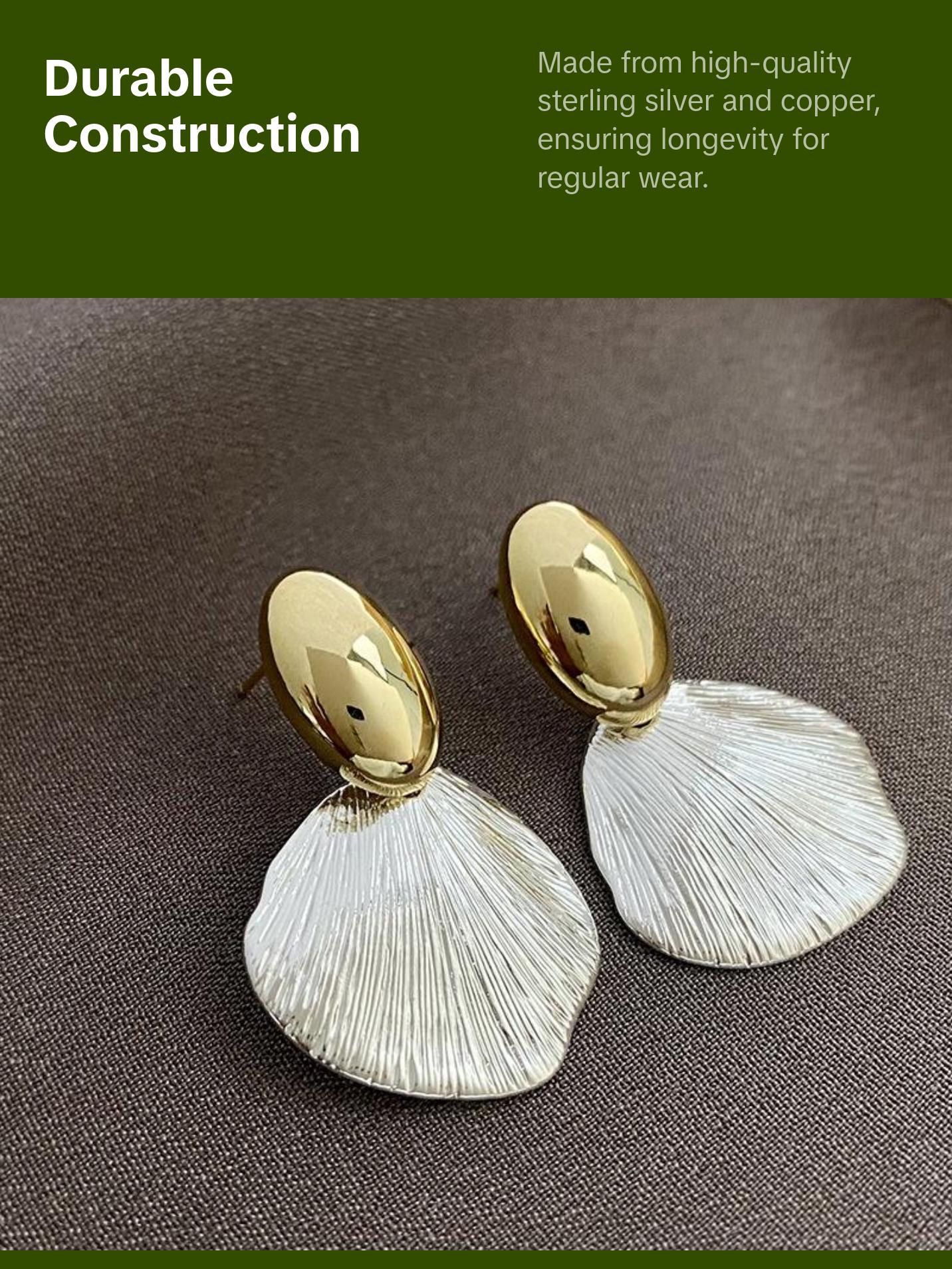 Sterling Silver Duo Color Seashell Earrings