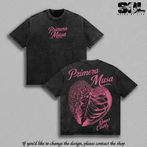 Omar Courtz Primera Musa Vintage Washed Tee, Latin Music Graphic Tee, Reggaeton Streetwear T-Shirt, Oversized Heavyweight Cotton Double Sided Unisex Concert Merch Tee