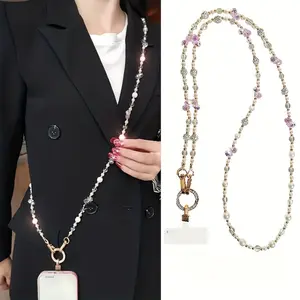 Elegant Beaded Long Mobile Phone Strap - Durable Polypropylene Accessory, Adjustable Length, Stylish Practical Daily Use for All-Match Decoration (Sports & Outdoor Compatible), Accessories