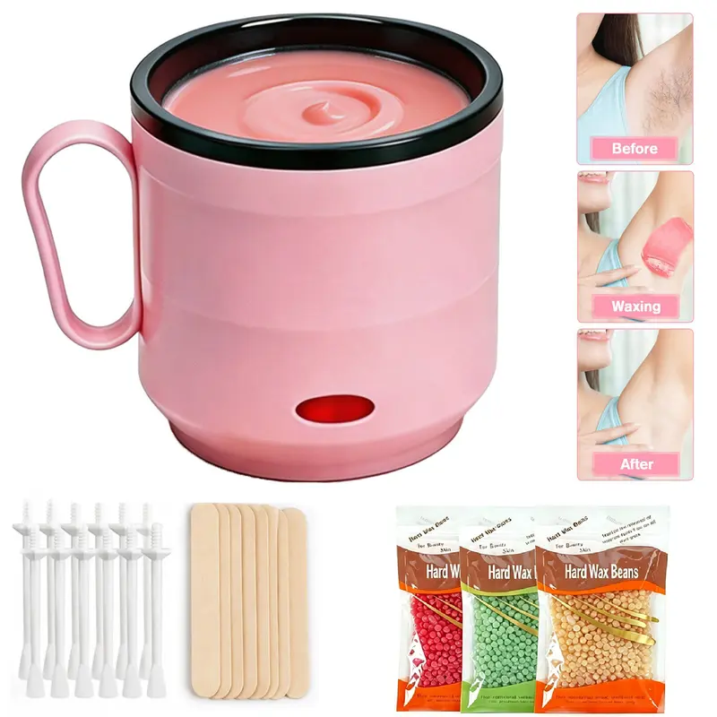 Hair Removal Waxing Kit For Women – Nose & Brow Wax Kit - Electric Wax Melt Warmer With Portable Handle,300G Hard Wax Beans & 10 Waxing Sticks & 10 Nose Hair Sticks , Easy At-Home Waxing for Face, Body, Bikini, Brazilian