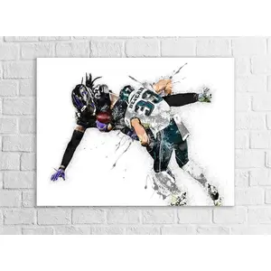 Cooper DeJean, Iconic Tackle Derrick Henry, Philadelphia Eagles, Canvas Wrap or Museum-Quality Poster, Wall Decor for Man Cave, Kids room