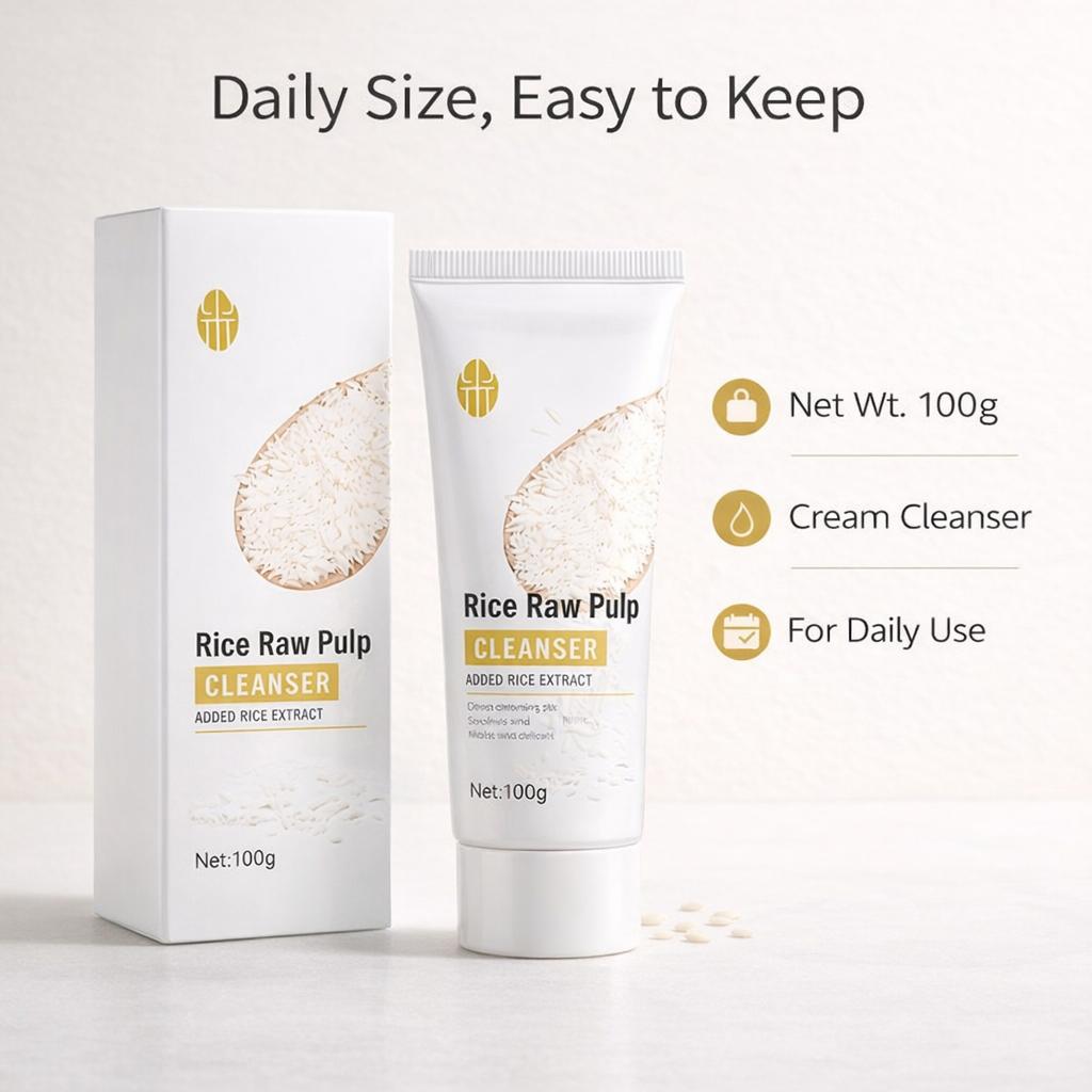 【Mother's Day gift】【Buy 1 Get 1 Free】Rice Raw Pulp Cleanser with Rice Extract, Creamy Foaming Face Wash for Daily Cleansing, Soft & Fresh Finish, 100g