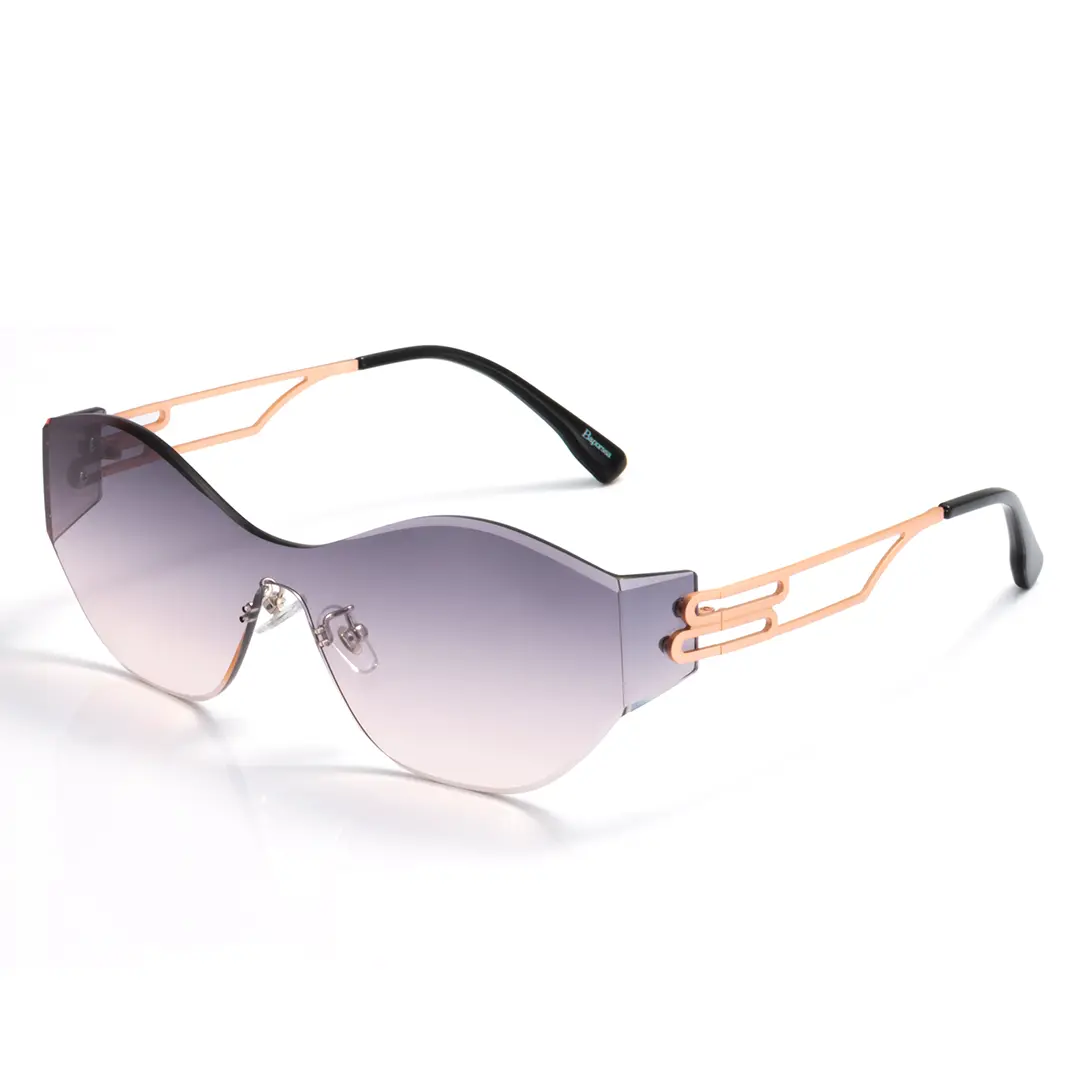 BAPORSSA Rimless Cat Eye Sunglasses for Women, Futuristic Y2K Fashion Eyewear, UV400 Protection Designer Shades