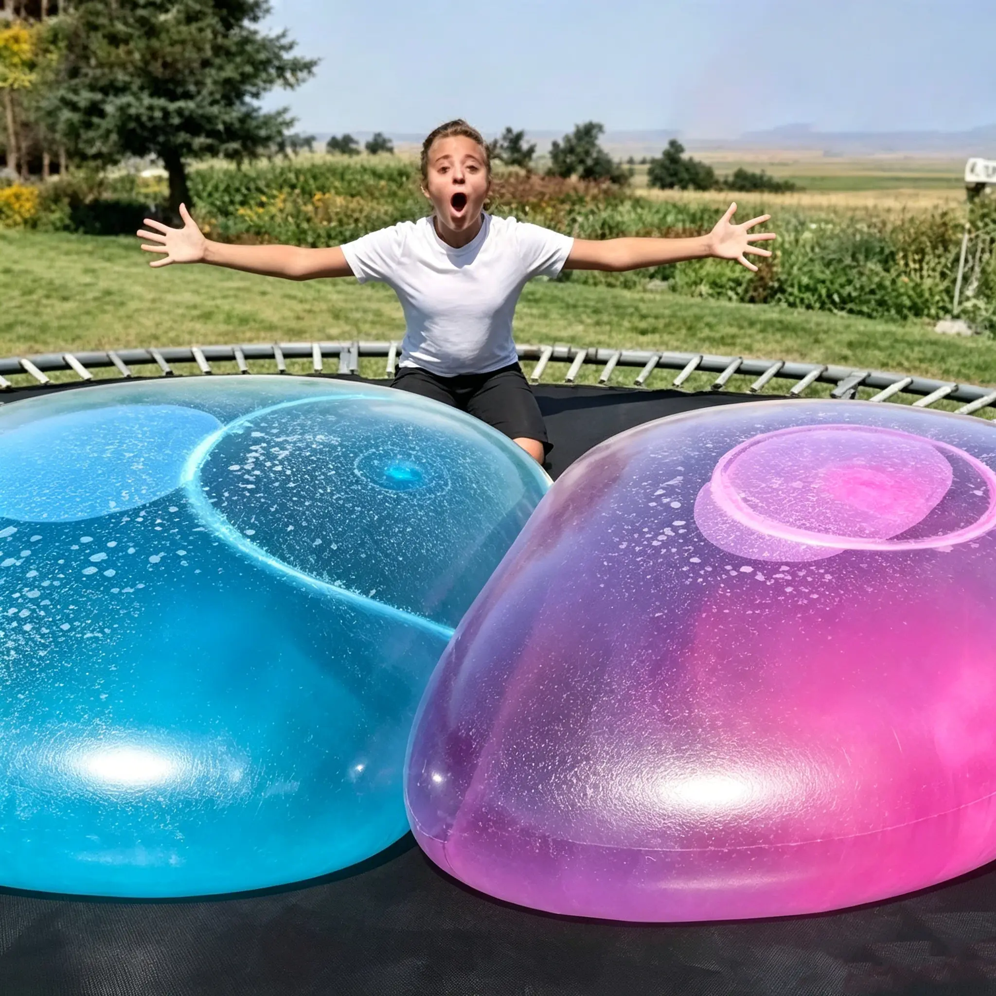Giant 47" Bubble Ball Toy - Fill with Air or Water, Huge Bounce Ball for Kids Outdoor Summer Fun