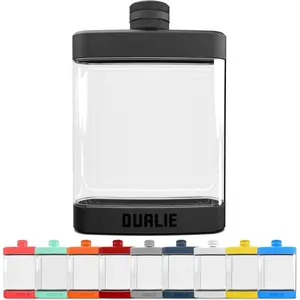 DUALIE 8 oz Hip Flask for Liquor - Undetectable Shatterproof Alcohol Flasks with Clear Tritan Plastic and Silicone Grip - Flask Gift for Men & Women - BlackWDDC