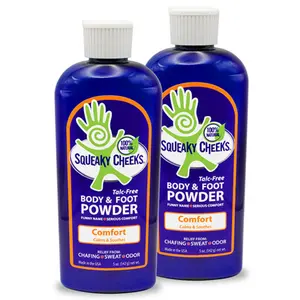 Comfort Blend (2-Pack, Save 15%) - 100% All-Natural Organic, High Performance Body & Foot Powder, Sunshine & Citrus Scent (Orange, Lavender & Eucalyptus) by Squeaky Cheeks