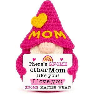 Mom Gifts for Mothers Day - Funny Mother's Day Birthday Handmade Gnome Gift for Mom from Daughter Son, Cute Crochet Gnomes for Mother Mama Mommy I Love You Christmas Stocking Stuffers