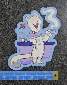Milano Cortina 2026 Winter Olympic Mascot Tina Milo Delcal Stickers Drinking Coffee Capachino