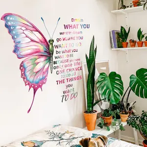 Butterfly & Letter Pattern Wall Sticker, 2 Sheets Self-adhesive Wall Decal, Decorative Sticker for Home Living Room Bedroom Wall Art Stickers