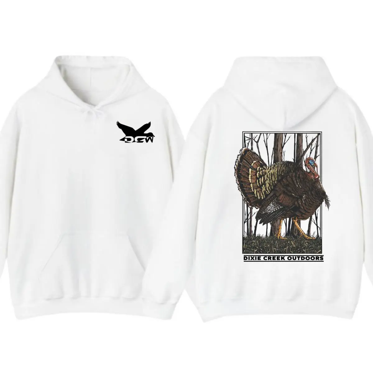 Turkey Graphic Hooded Sweatshirt, Unisex Cotton Pullover for Hunting, Long Sleeve Outdoor Tops with Ribbed Collar, Sweatshirts