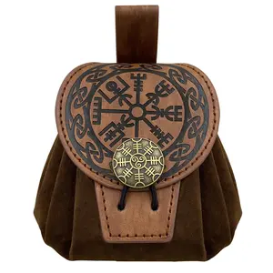 European Medieval Round Outdoor Bag Viking Style Vintage Cosplay Prop, Suitable for Daily Storage and Holiday
