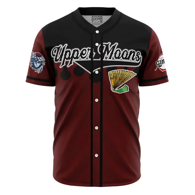 Demon Slayer Doma Upper Moon Anime Baseball Jersey Button Down Shirt - Premium Breathable Polyester Sportswear Fabric - Perfect Cosplay & Streetwear Gift for Anime Fans