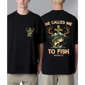Comfort Colors Men's Called to Fish Christian Double-Sided Print T-Shirt, Faith-Based Fishing Shirt, Christian Summer Shirt for Fish Lover, Fishing Lover Gift, Scripture Tee