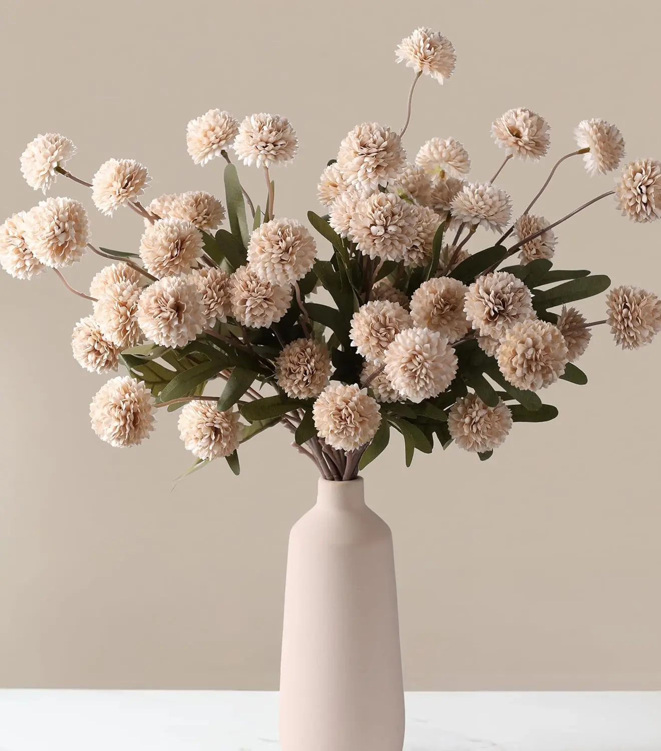 Artificial Pom-Pom Flowers，12Pcs Artificial Pom-Pom Flowers Faux Silk Dandelion Snowball Graduation Gifts Dandelion Bulk Bouquets, Wedding Centerpieces & Home Decorative Flowers Blooms for DIY Office, Teacher Appreciation, wooden roses