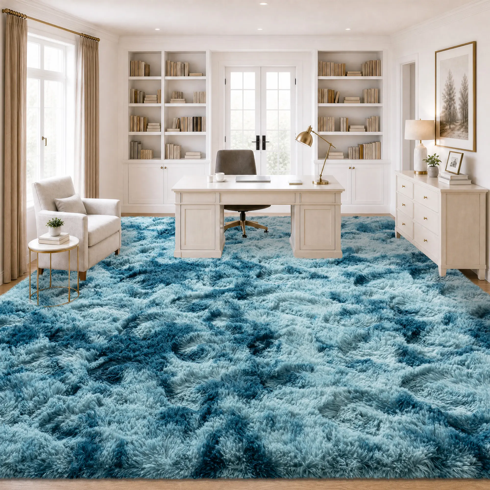【Summer Sale Deals】【Moving Season】REZUTAN Super Soft Plush Shaggy Area Rug, 4 Free Anti-Slip Stickers Included, Cozy Carpet for Living Room, Bedroom