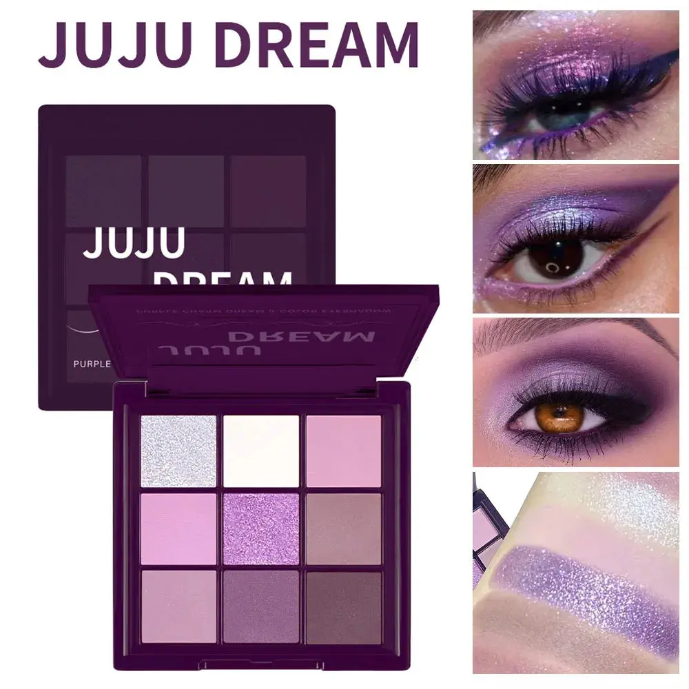 9-Color Dream Purple Eyeshadow Palette Low Saturated Smokey Multi Waterproof And Sweatproof For A Long-Lasting Smoky Eye Makeup