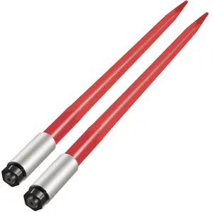VEVOR Pair Hay Spear 39" Bale Spear 3000 lbs Capacity,  , Bale Spike Quick Attach Square Hay Bale Spears 1 3/4", Red Coated Bale Forks, Bale Hay Spike with Hex Nut & Sleeve for Buckets Tractors Loaders