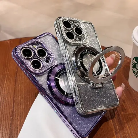 Bling Cellphone Case - Heavy Duty Protection for iPhone 12,13,14 Plus,15,16 Pro Max, Soft Shockproof Accessory with Holder, Bold Color Preservation Look Phone Accessories