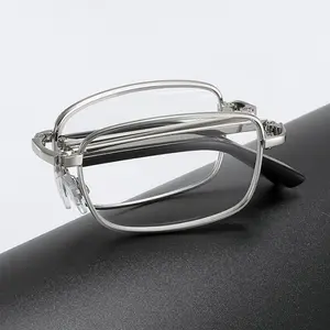 Retro Folding Reading Glasses Square Frame Mini Portable Eyewear Diopter Vision Care Unisex +0.5+0.75+125+175+500+550+600