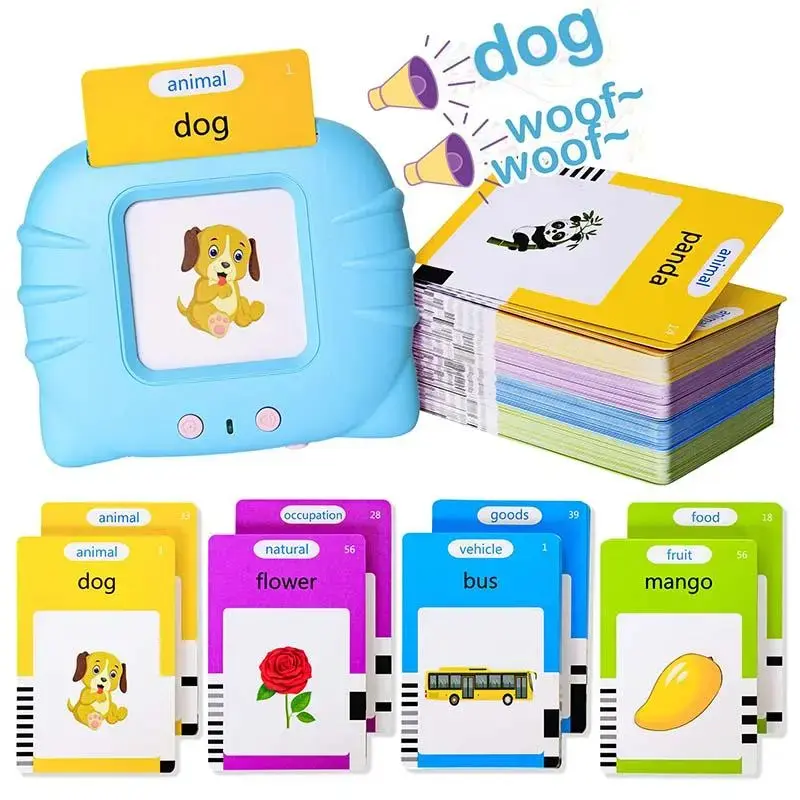 English Reading Talking Flashcard Machine, 1 Box with 112 Interactive Cards, Educational Language Logic Training Learning Device for Leisure Gifting