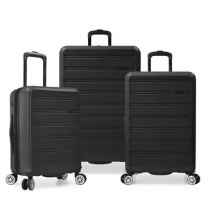 Travel Select TS09203K 21, 26 & 30 in. Snowcreek Hardside Expandable Spinner Luggage Set with USB Port - Black - 3 Piece