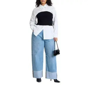 ELOQUII Women's Plus Size Tall Cuff Jean