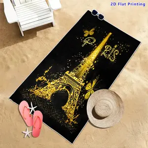 Eiffel Tower Print Beach Towel, Soft Absorbent Quick Dry Fabric, Unisex Large Size, Perfect for Swimming and Poolside