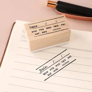 Weekly Graphic Wooden Rubber Stamp, 1 Count Vintage Letter Label Design Multi-purpose Wooden Stamp for Office, DIY Craft