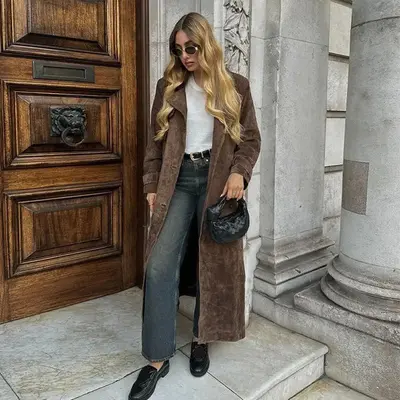 Zara Faux Suede Trench Coat TikTok Shop1