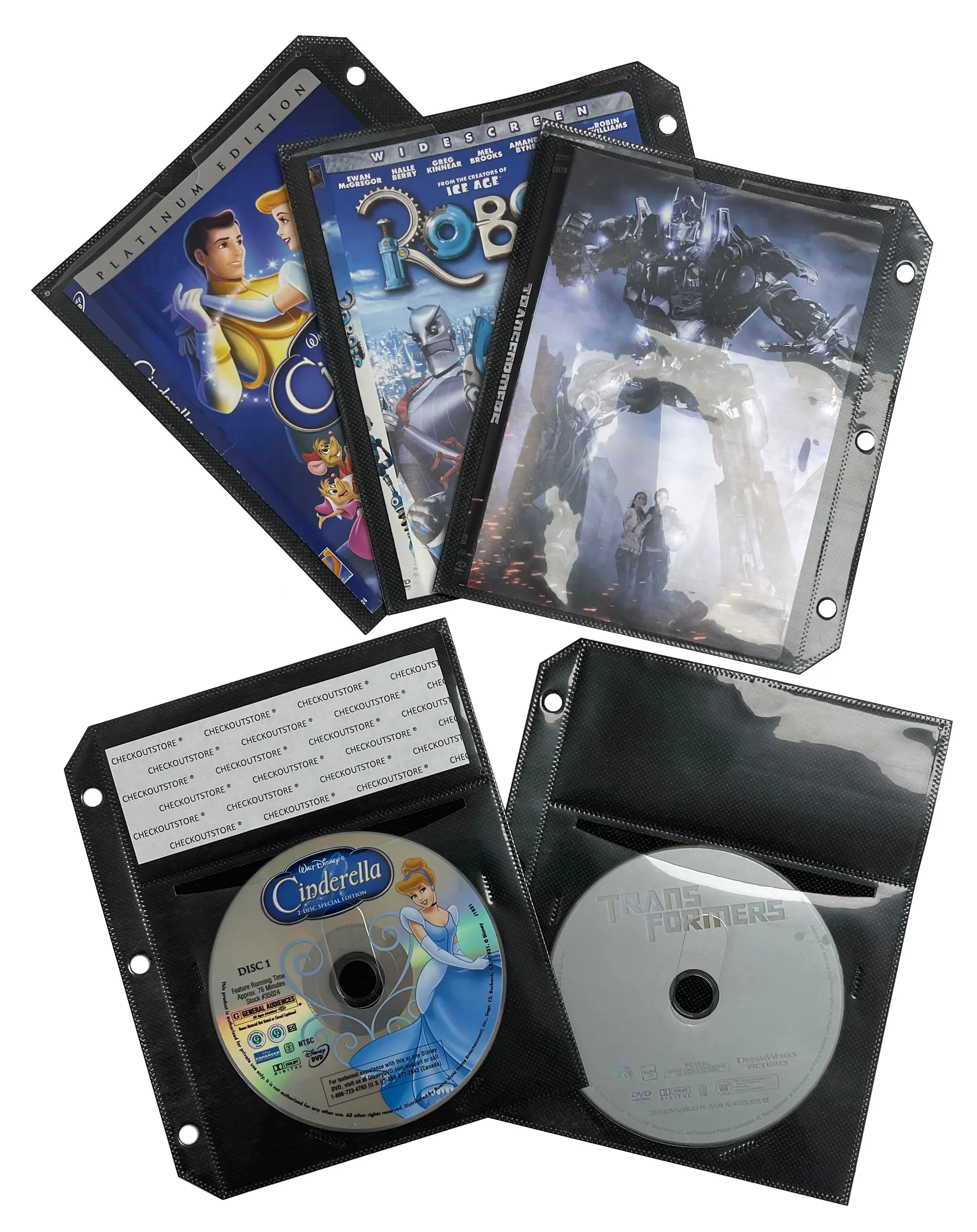CD/DVD Half Sheet Storage 3-Ring Binder Filing Sleeve & Booklet