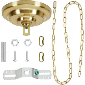 Heavy Duty Light Fixture Canopy Kit 5.3 Inches Diameter & 5.9 Feet Chain Ceiling Mounting Hardware Swag Light Kit Mounting Bracket for Hanging Light Gold