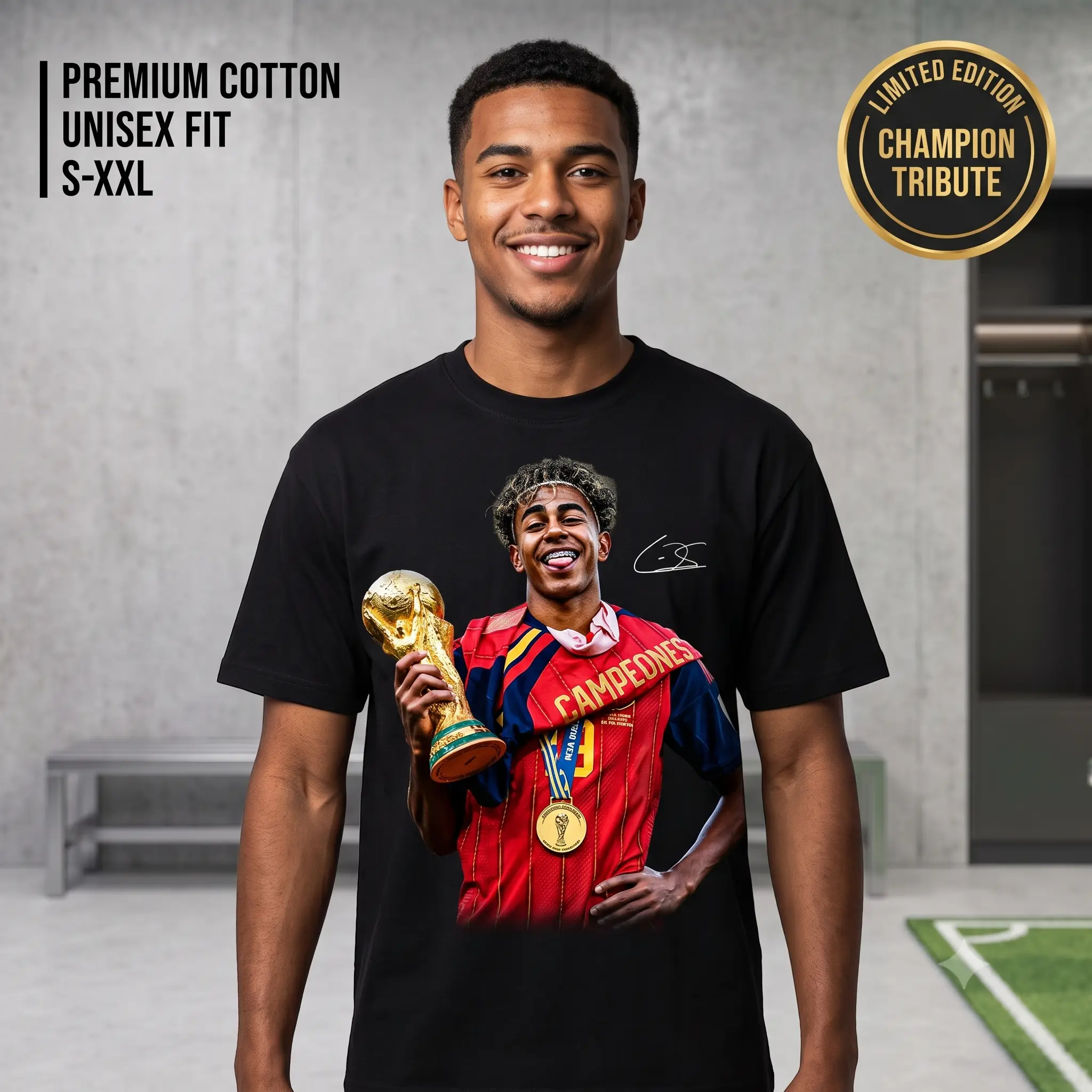 Lamine Yamal "The Heir" 10 Number Graphic T-Shirt – 100% Ring-Spun Cotton, Soft Touch, Classic Crewneck, Short Sleeve, Regular Fit Men's Barca Football Fan Tee for Daily Wear
