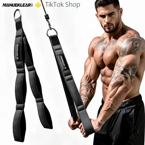 MANUEKLEAR Tricep Rope Attachment - Multi-Grip 6-Hole Cable Rope with Neoprene Handles for Pushdowns, Face Pulls, Pulldowns & Arm Training