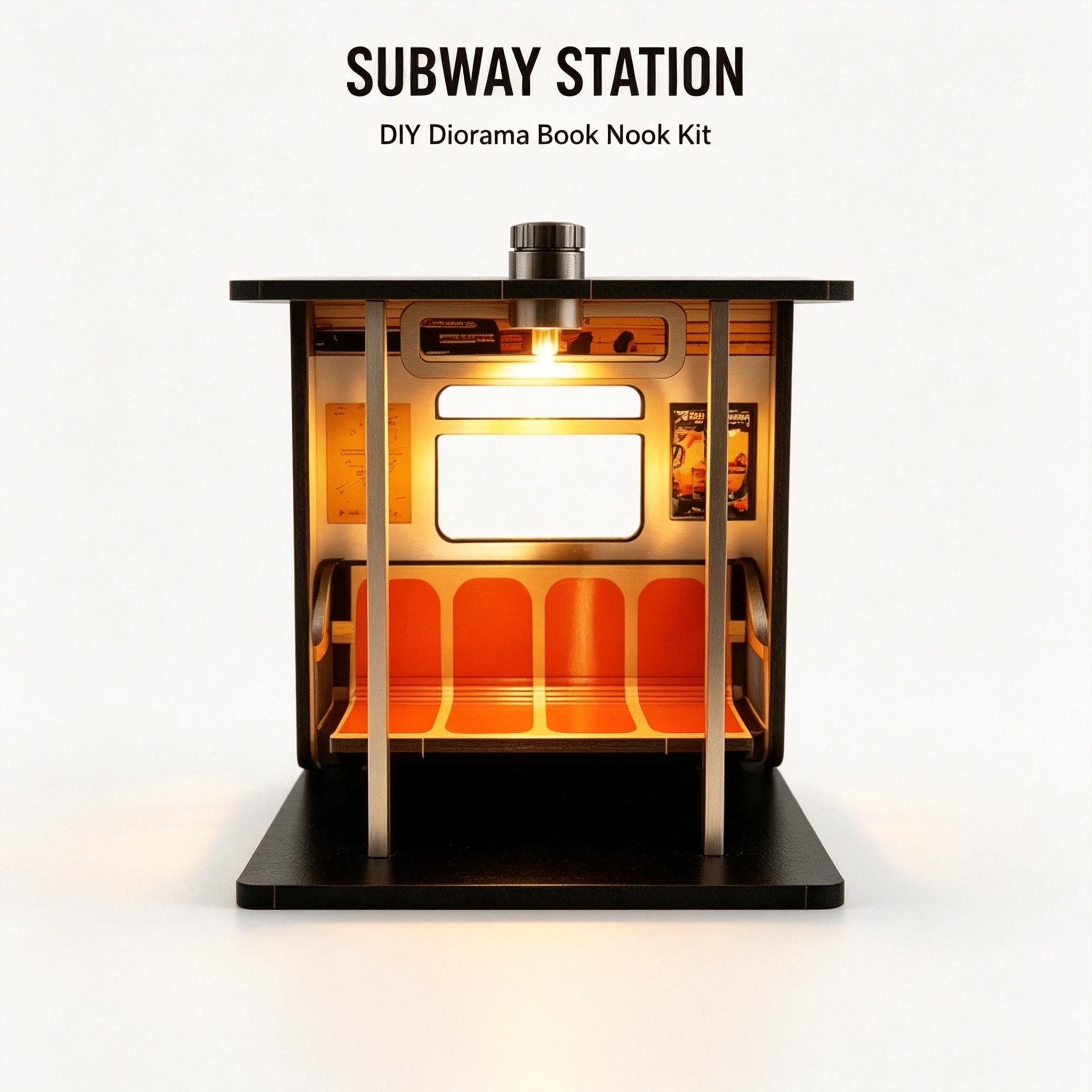 American-style neon night lights for bus stops in New York. Retro bus waiting shelter model desk lamp. Desktop decorative piece lamp.