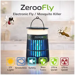 ZerooFly Bug Zapper Solar Indoor/Outdoor with UV Light – Mosquito Killer Lamp for Home, Electric Insect Trap for Flies & Gnats, Plug-in Design, Safe for kids and pets, waterproof, Multi insects killer, Eco-Friendly, Non toxic, No Chemical