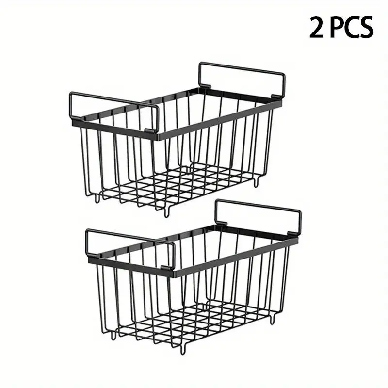 Black Wire Basket Set - 2 Pieces, Durable and Versatile Storage Solution for Home Organization