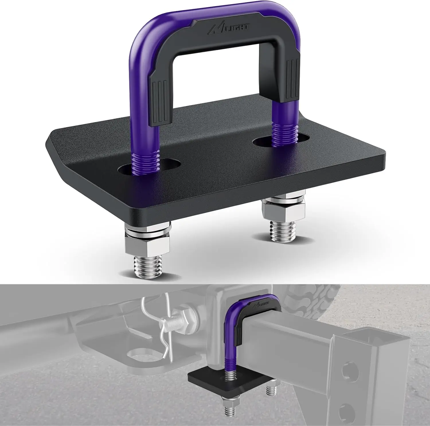 Nilight 2-Inch Adjustable Trailer Hitch Tightener, Heavy Steel Anti-Rattle Towing Accessory with Rubber Cover, Matte Black Galvanize & Powder Coated Plate, Rust Free, Class I-IV, for Off-Road Vehicles