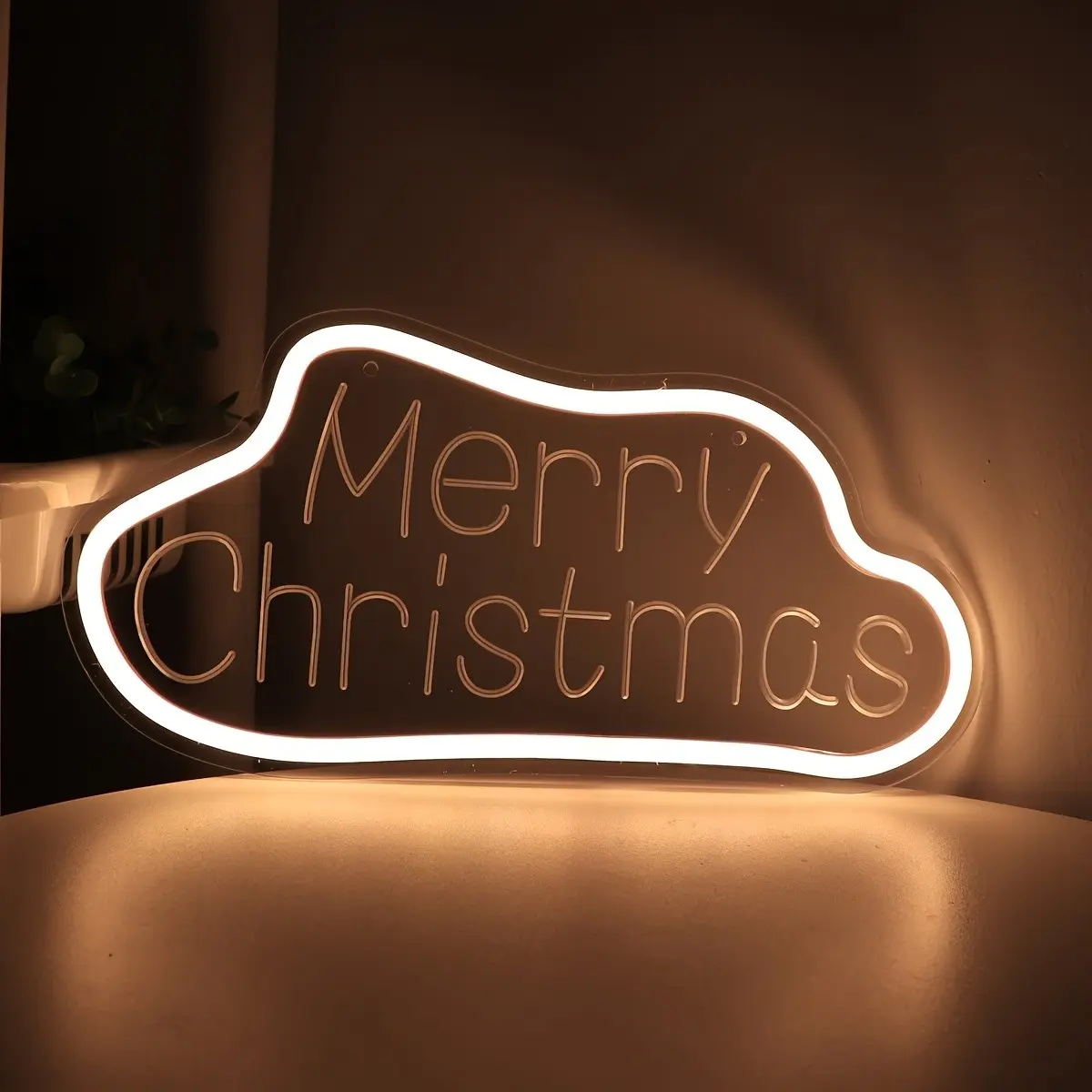 1pc Cloud-Shaped LED Neon Sign Wall Light with "MERRY CHRISTMAS" Text - Wall-Mountable Glowing Christmas Suitable for Home, Party, Fireplace, Mantel Decor,   Holiday Decoration， Christmas Decor