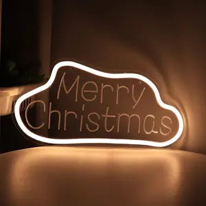 1pc Cloud-Shaped LED Neon Sign Wall Light with "MERRY CHRISTMAS" Text - Wall-Mountable Glowing Christmas Suitable for Home, Party, Fireplace, Mantel Decor,   Holiday Decoration， Christmas Decor