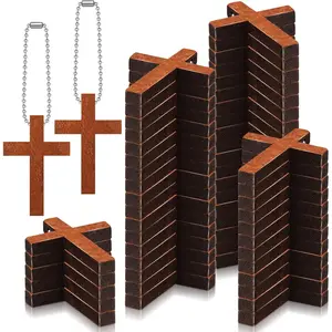 200 count Mini Wooden Pocket Cross Bulk  Pocket Prayer Crosses Pendants for Christian  DIY  Decorative Cross Charm for Church Praying Men Women Necklace Easter