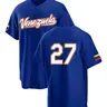 Men's No.27 Venezuela Flag Color Block Embroidered Baseball Jersey, Classic Retro Letter Embroidery, Breathable Sportswear, Short Sleeve T-Shirt, Casual Sporty Top, Workout Top, Athletic Top, Sports Clothes