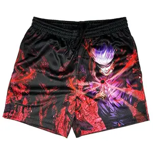 Gojo Satoru Anime Gym Shorts 5" Inseam with Drawstring and Pockets Jujutsu Kaisen Basketball Shorts highwaist shorts