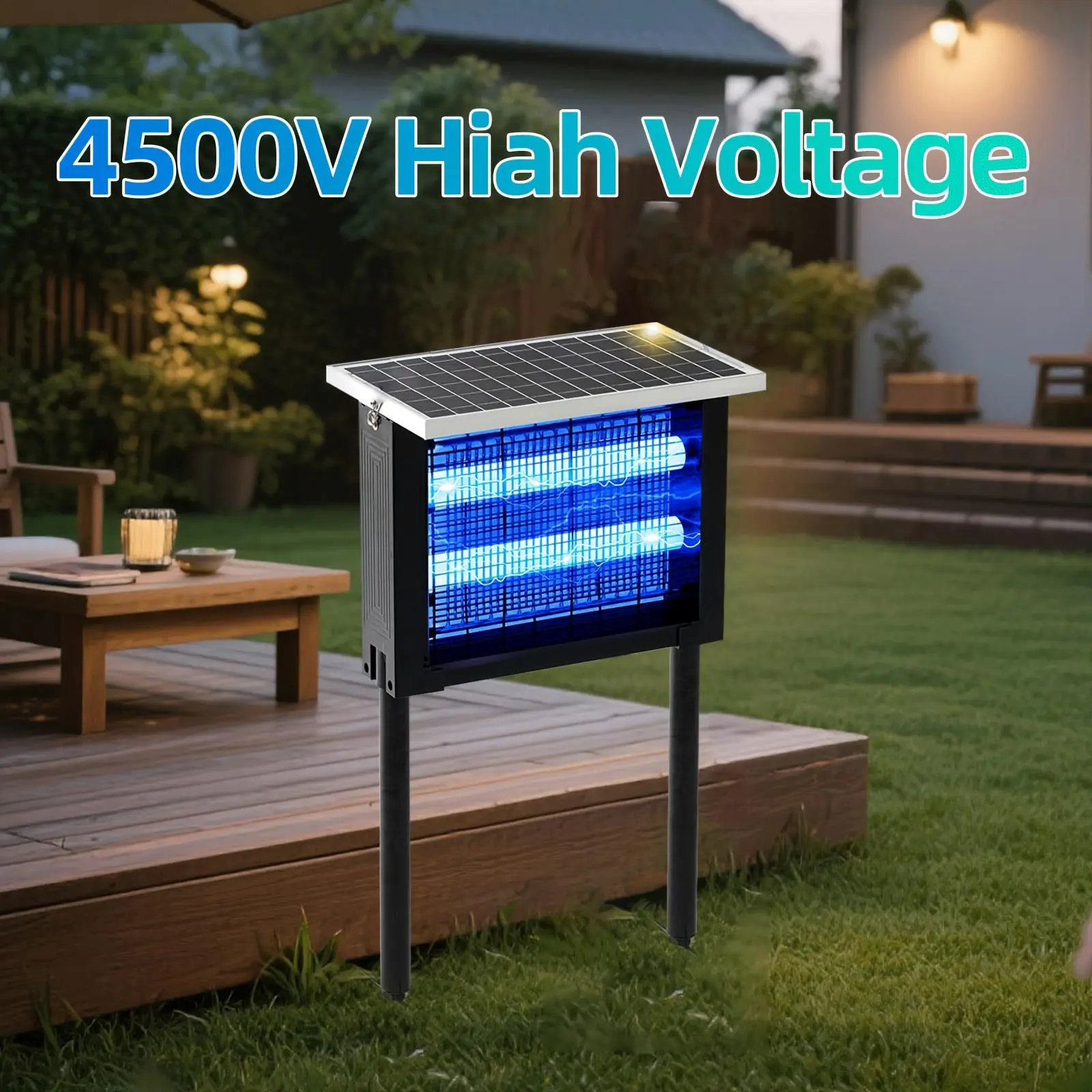 High-Power Solar UV Insect Bug Zapper - Rechargeable Wireless UV Flying Insect Trap for Backyard, Patio Household Pest Control, Rechargeable Electronic Mosquito Killers