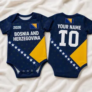 Personalized bosnia and herzegovina Baby Bodysuit, Custom Name Number Infant Soccer Outfit, bosnia and herzegovina  Baby Jersey TGJ