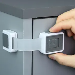 4 PCS Multi-Purpose Adjustable Latch Locks for Home, Kitchen & Office – Strong Adhesive, Double Locking for Drawers & Appliances