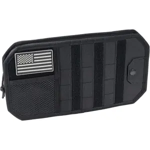 Tactical Car Visor Organizer with Zipper Pouch Glasses Clip and Card Pocket Molle Panel for Trucks Cars SUVs Black Sun Visor Storage