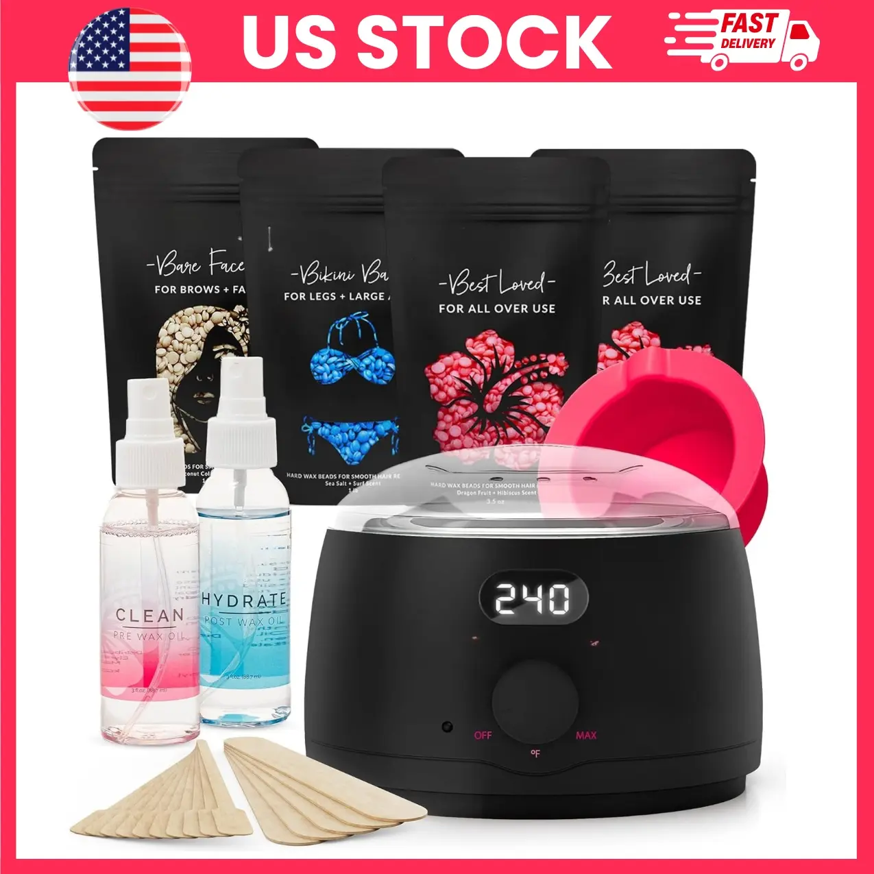 Waxing Kit for Women, Hard Wax Kit for Hair Removal, Complete Brazilian Wax Kit with Digital Wax Warmer, Wax Beads, Pre & Post Wax Care, Bikini Wax Kit for Sensitive Skin, Hair Removal Kit, Beauty & Personal Care, Self Care, Spa Day Gift