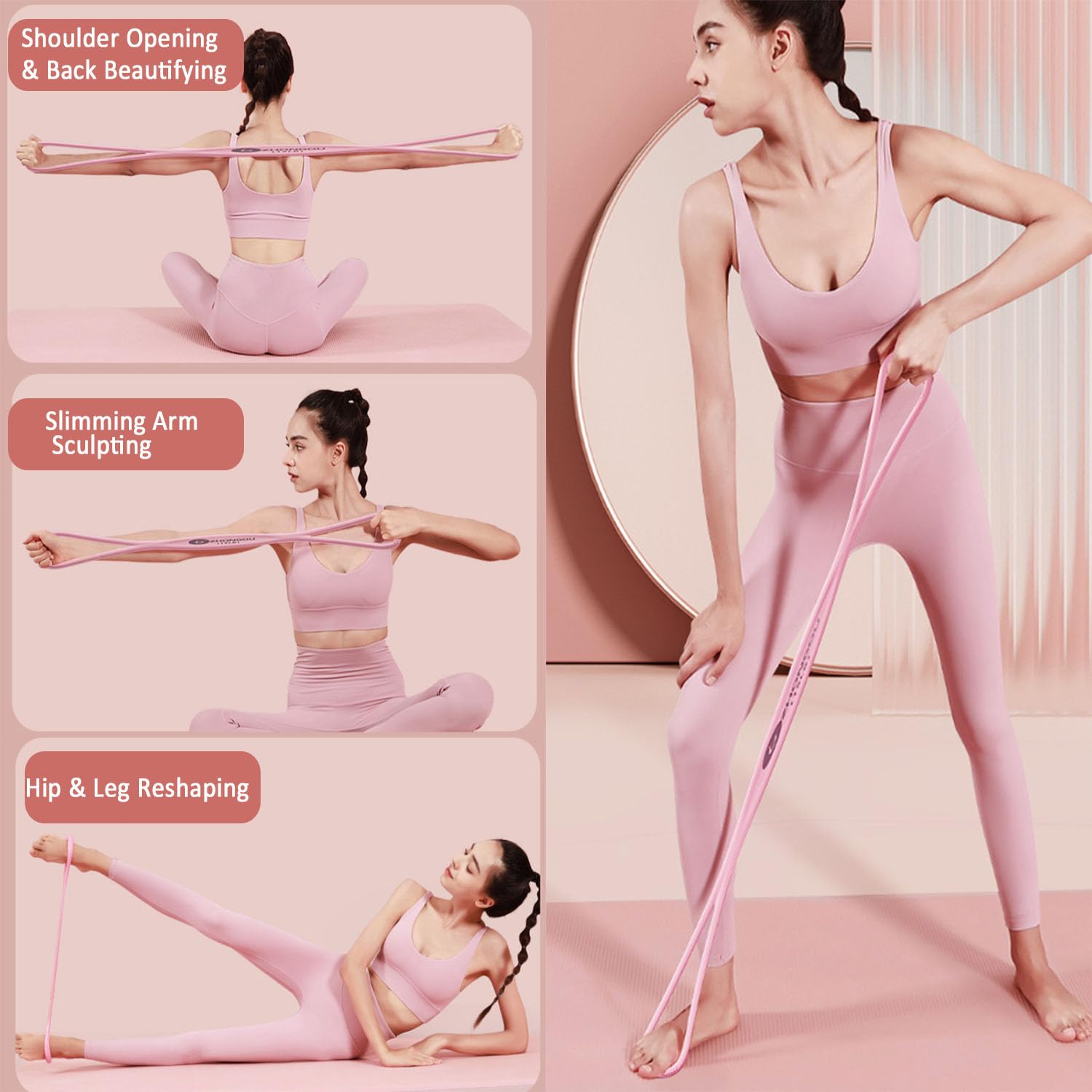 Resistance Bands Figure 8 Exercise Bands for Women 8 Shaped TPE Material for Arms Chest Expander Yoga Gym Fitness Muscle Training Equipment Stretching Gear Latex Free Elastic