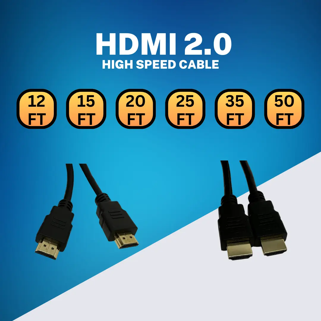 4K 2.0 HDMI Cable 4K x 2K High Speed 3D HDTV - 12, 15, 20, 25, 35 Ft