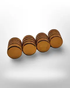 Tire Valve Barrel stem cap W plastic protection - Gold - Aluminum Alloy